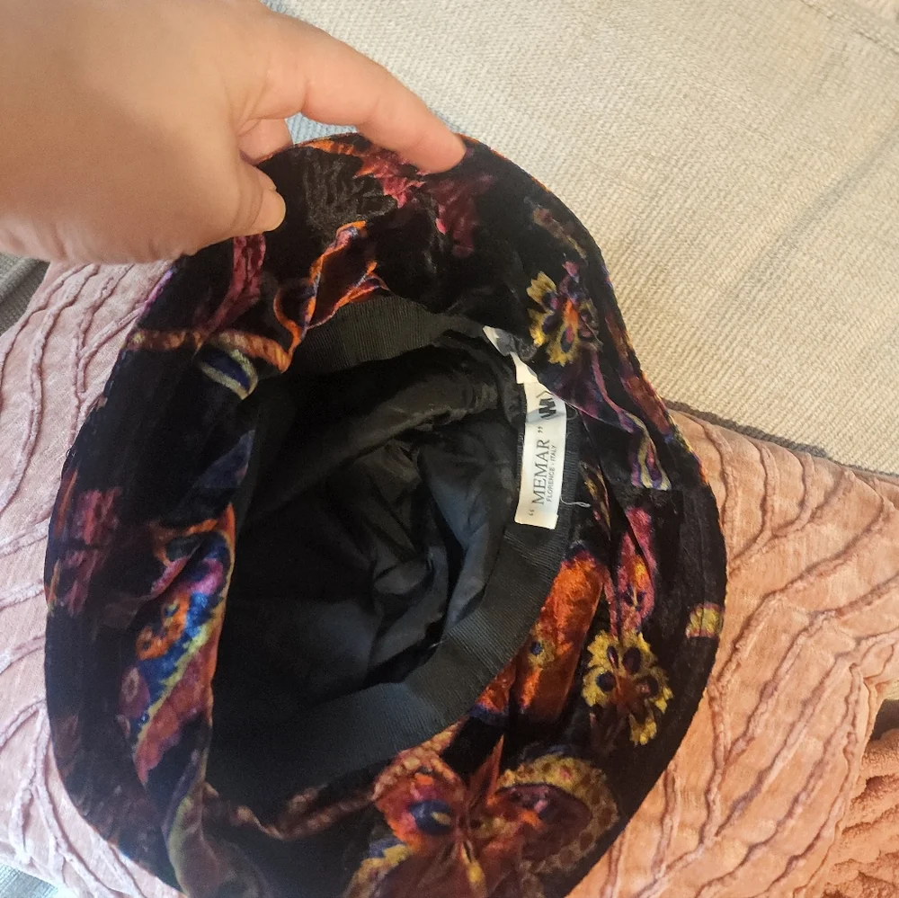 Urban Outfitters Velvet Floral Bucket Hat